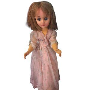 Vintage 1950s 14R Blonde High Heeled Fashion Doll 18" In Pink Floral Dress - Col